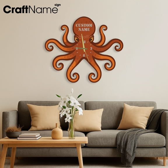 Custom Octopus Metal Wall Clock, Unique Clock for Home Decor, Octopus Lover Gift