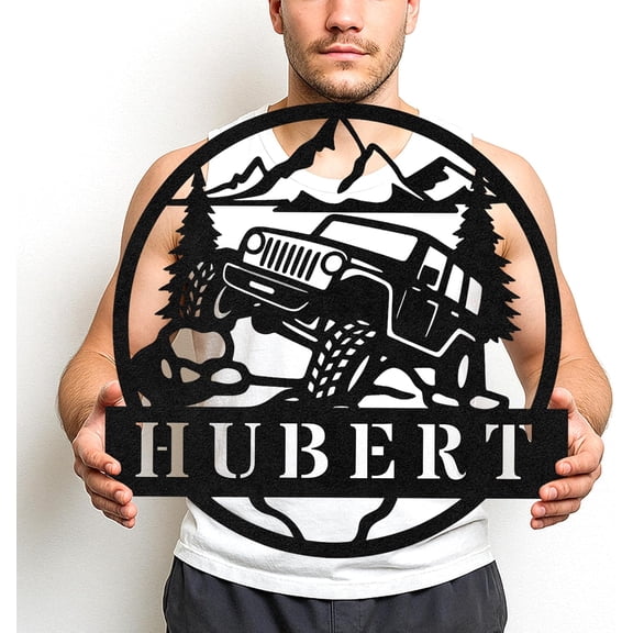 Custom Off-Road Truck Metal Name Sign Personalized Car Garage Wall Art for Outdoor Workshop Fence Durable Steel Plaque for Men Dad Husband Vehicle Enthusiasts Decor, Boy, Daddy, Papa Father Gifts