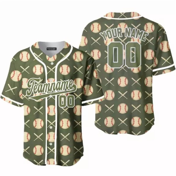 Custom Olive Baseball Pinstriped Pattern Olive White Custom Baseball Jerseys - Hot Sale 20