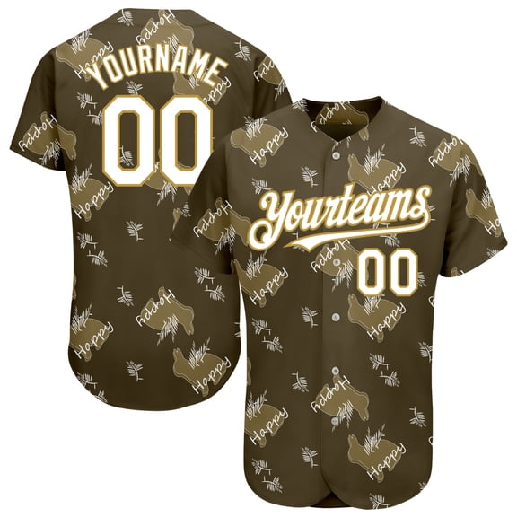 Custom Olive Old Gold-White 3D Pattern Design Rabbit Authentic Baseball Jersey - Hot Sale