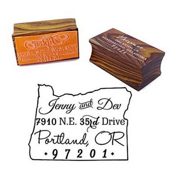Custom Oregon State Map Stamp Wood Mounted Rubber Stamp Return Address Stamp