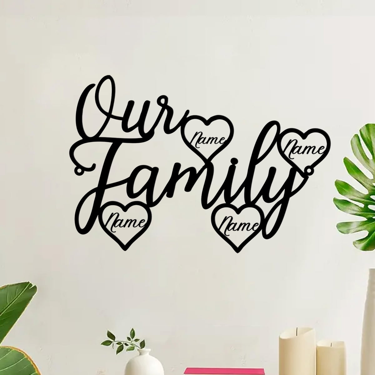 Custom Our Family Personalised Metal Sign, Custom Family Sign, Metal Wall Decor, Family Members Names, Metal Heart Name Sign