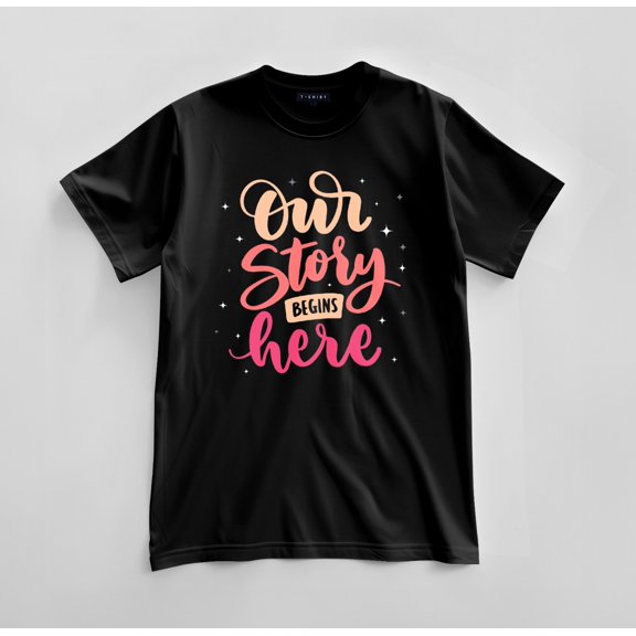Custom Our Story Begins Here T-shirt Design Unisex Jersey Short Sleeve Tee