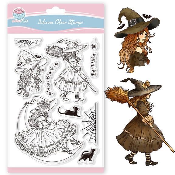 Custom PVC Plastic Clear Stamps 160x110x3mm for DIY Scrapbooking Photo Album Decorative Cards Making Witch