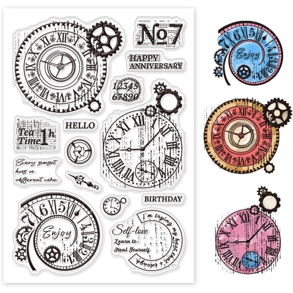 Custom PVC Plastic Clear Stamps for DIY Scrapbooking Cards Making Clock 160x110x3mm