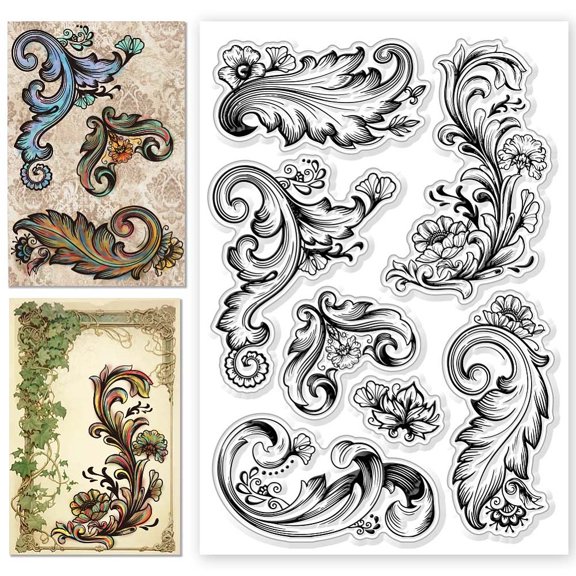 Custom PVC Plastic Clear Stamps for DIY Scrapbooking Photo Album Decorative Cards Making Floral 160x110mm 1Sheet