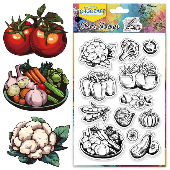 Custom PVC Plastic Clear Stamps for DIY Scrapbooking Photo Album Decorative Cards Making Vegetables 160x110mm