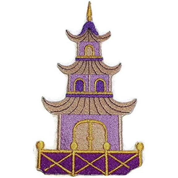 Custom[ Pagoda ] Embroidered Iron On/Sew patch [5.79" x 4.66"]