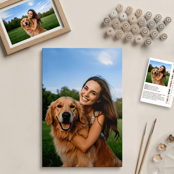 Custom Paint by Numbers Kit for Adults, Personalized Photo Oil Painting Customized DIY Gifts for Beginners Friends Family Craft Holiday Christmas Artwork Home Wall Decor