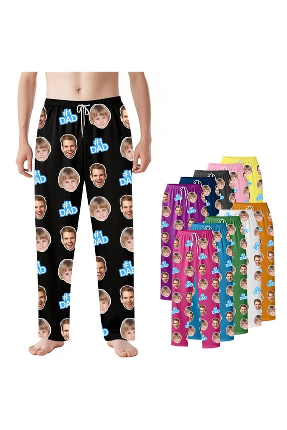 Custom Pajama Pants with Photo Men Women,Personalized Face Pajama Pants Photo Printed PJ Bottoms Trousers Gifts
