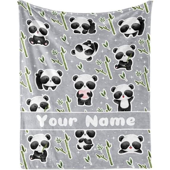 Custom Panda Blanket, 40"x50" Flannel Cute Panda Themed Throw Blankets, Soft Nap Throw Blanket for Home Kids Girls Boys Adults Women Men Pandas Gifts