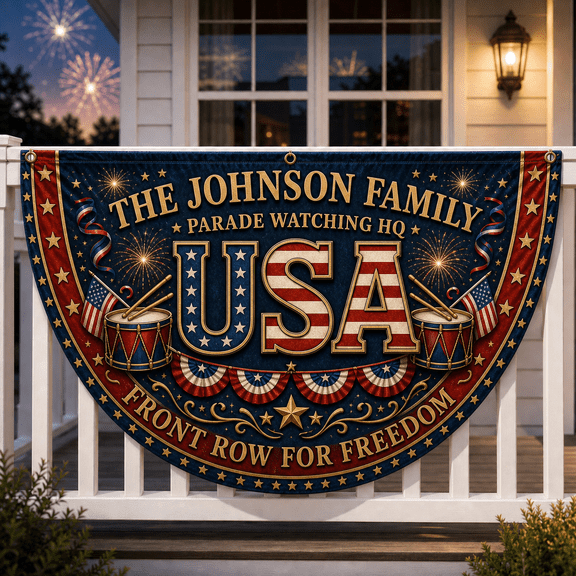 Custom Parade Porch Flag Personalized Patriotic Banner for Family Parade Watching