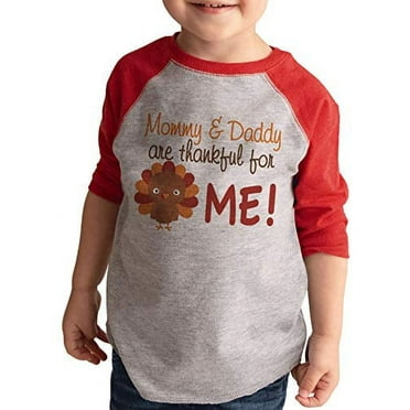 Custom Party Shop Baby Boy's Thankful for Me Thanksgiving Red Raglan