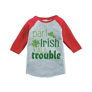Custom Party Shop Boy's St. Patrick's Day Vintage Baseball Tee Red and Grey