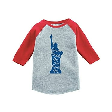 Custom Party Shop Kids Statue of Liberty 4th of July Red Baseball Tee
