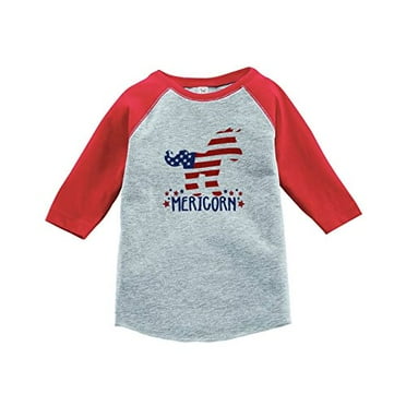Custom Party Shop Kids Unicorn 4th of July Red Baseball Tee