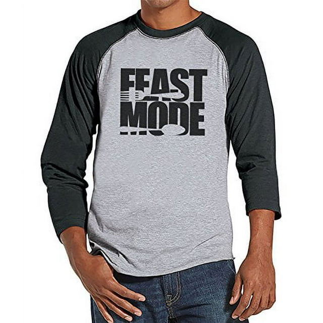 Custom Party Shop Men's Feast Mode Thanksgiving Raglan Grey