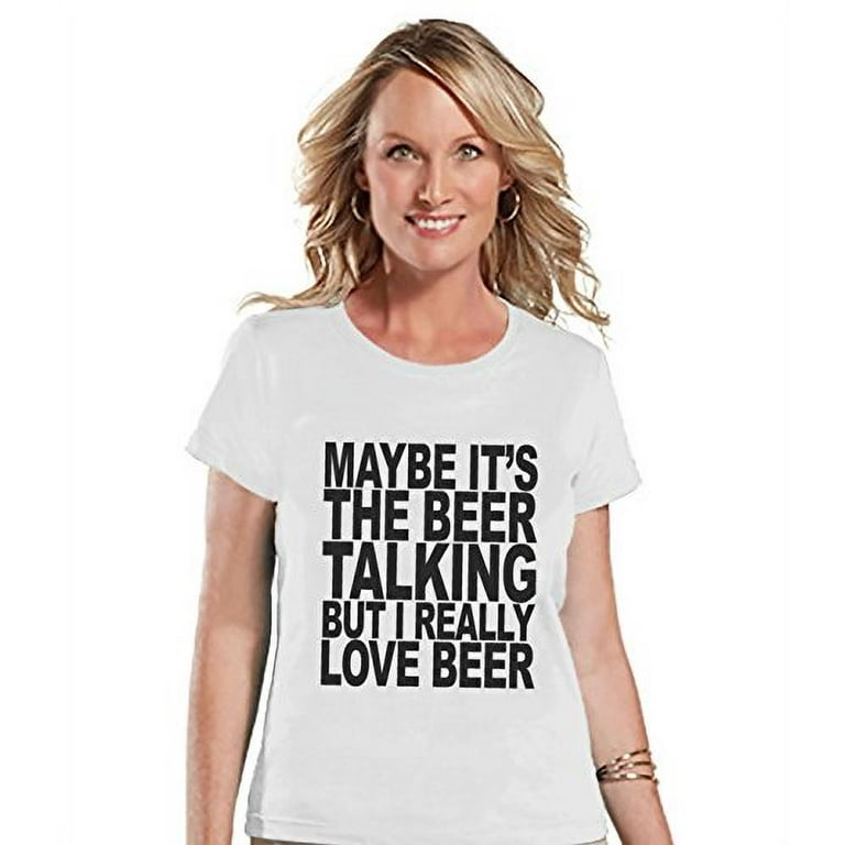 Custom Party Shop Womens I Love Beer Funny T shirt White