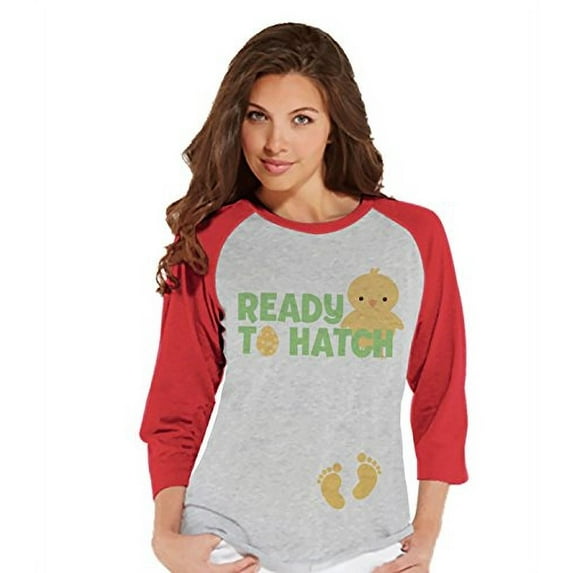 Custom Party Shop Womens Ready to Hatch Pregnancy Reveal t-Shirt Red