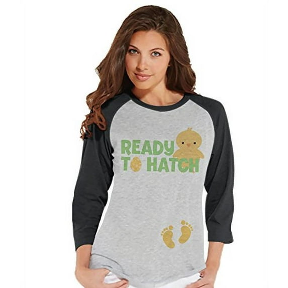 Custom Party Shop Womens Ready to Hatch Pregnancy Reveal t-shirt Grey