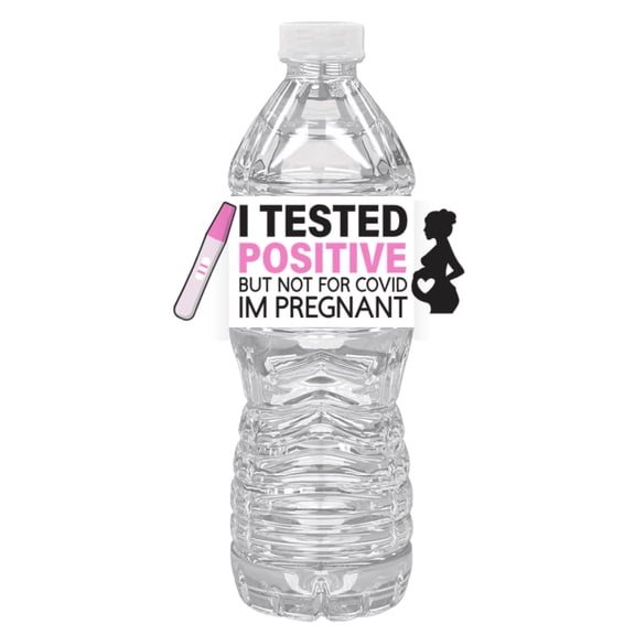 I Tested Positive But Not For Covid | I'm Pregnant| Pregnancy Reveal Party Water Bottle Labels | Set Of 12