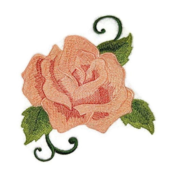 Custom Peach Single Rose Embroidered Iron on/Sew patch [5" 4"]