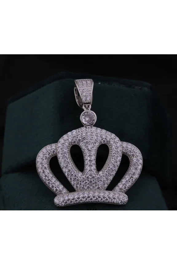 Custom Pendant Moissanite White Cut Round 2.80 CT Plated Gold White 14k