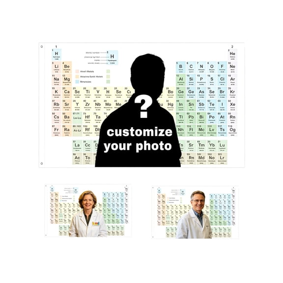 Custom Periodic With Photo Text Personalised Chemistry Science For Advanced Chemistry Students Teacher’s Face Customised Periodic Banner For College Dorm Flag Manga Vol 4 Pennant Banner Bunting Baby