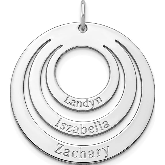 Custom Personalized 10KW 3 Ring Circle with Names Charm 10k White Gold: Jewelry by Sweet Pea - Made in USA