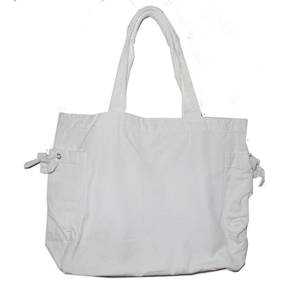 Custom Personalized 16" Cotton Tote Bag with Drawstring Side Pockets Blank, White