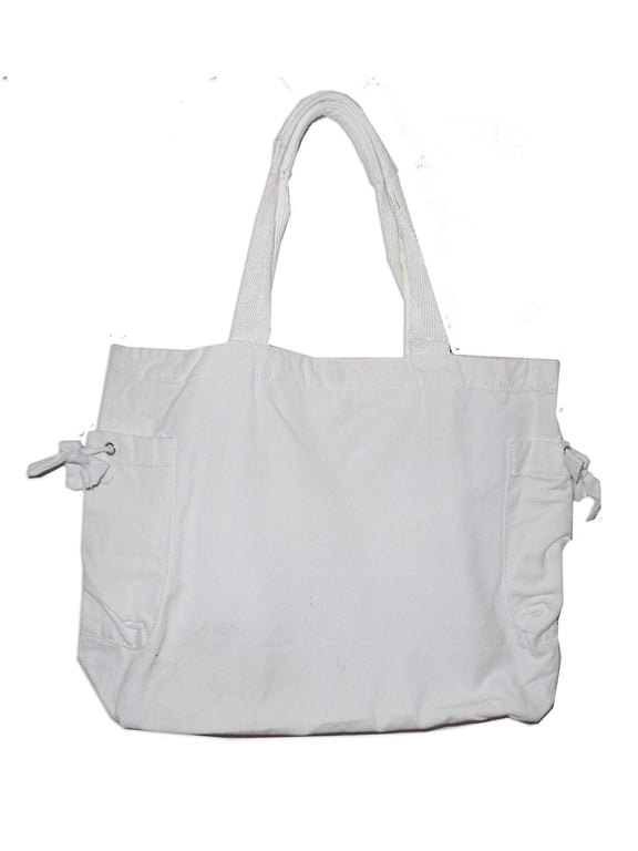 Custom Personalized 16" Cotton Tote Bag with Drawstring Side Pockets Blank, White