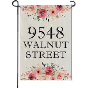 Custom Personalized Address Garden Flag 12x18 Double Sided Spring Summer Floral Welcome Yard Banner for Outside House Wall Decor