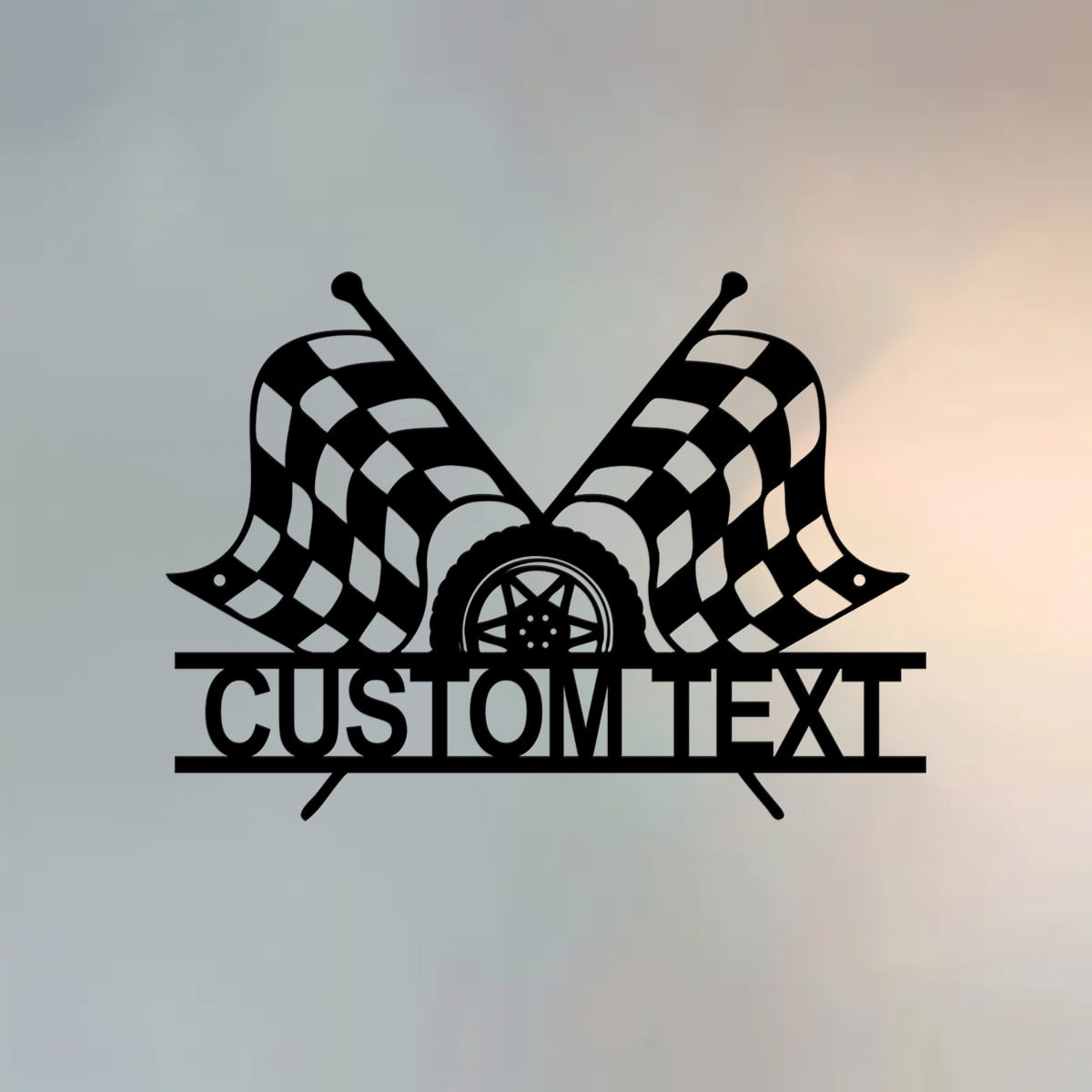 Custom Personalized Black White Checkered Racing Flag Name Metal Wall ...