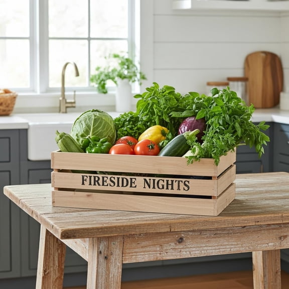Custom Personalized Cedar Wood Crate Bin  Handmade Wooden Storage Box for Organizing Home, Business & Events