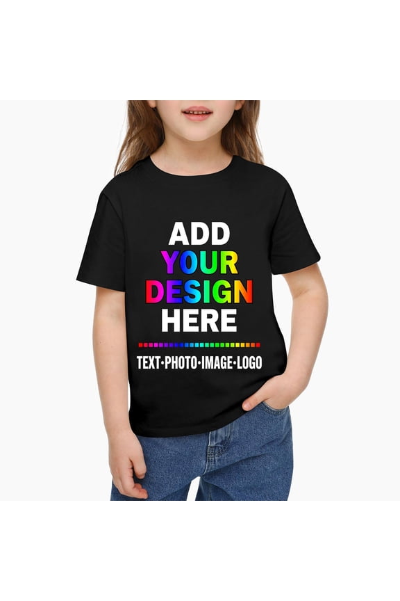 Custom Personalized Cotton T Shirts for Boys Girls Customized Shirt, Upload Your Design, Black 130