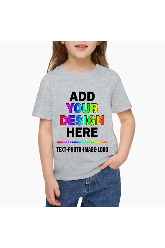 Custom Personalized Cotton T Shirts for Boys Girls Customized Shirt, Upload Your Design, Gray 100