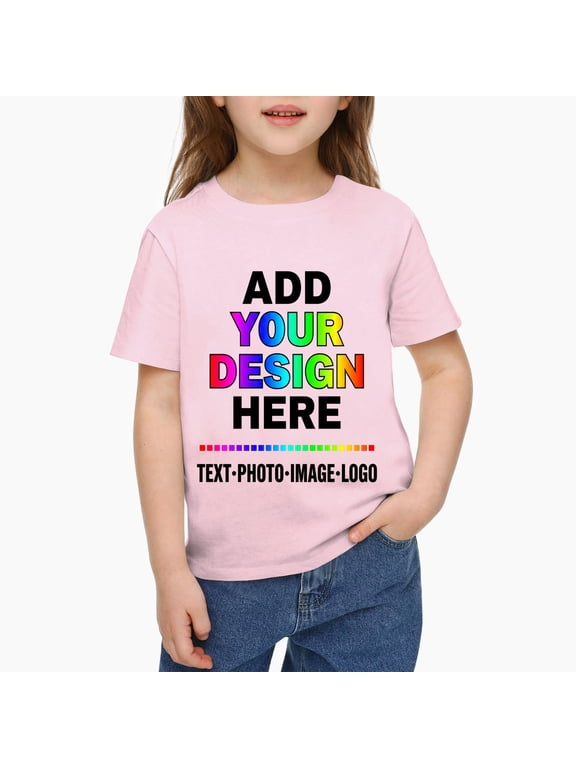 Custom Personalized Cotton T Shirts for Boys Girls Customized Shirt, Upload Your Design, Pink