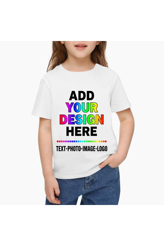 Custom Personalized Cotton T Shirts for Boys Girls Customized Shirt, Upload Your Design, White 120
