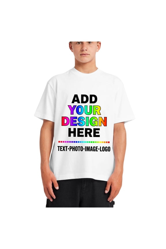 Custom Personalized Cotton T Shirts for Boys Girls Customized Shirt, Upload Your Design, White S