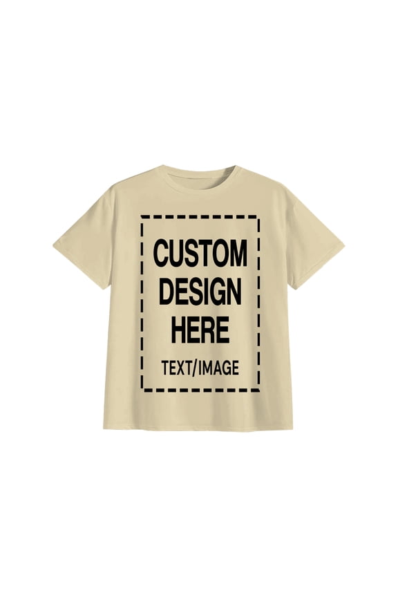 Custom Personalized Cotton T Shirts for Men Customized DTF Print Custom Shirt T-shirt Upload Your Design, Apricot 2XL