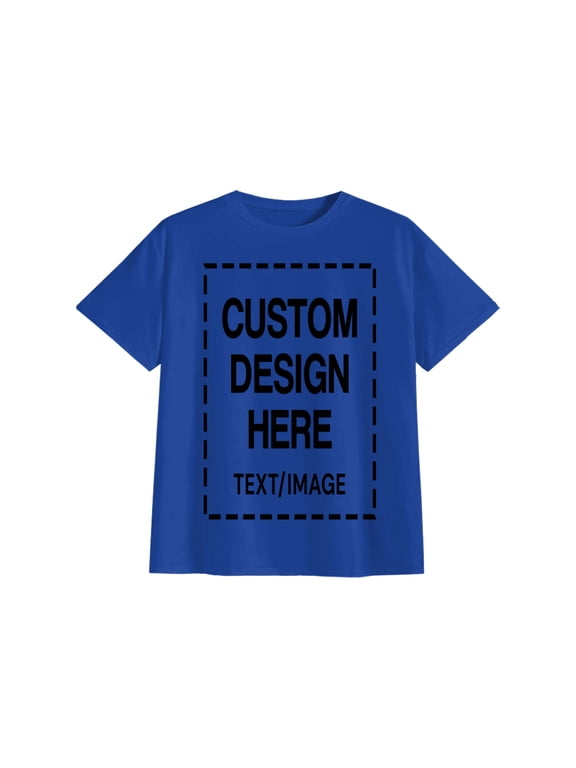 Custom Personalized Cotton T Shirts for Men Customized DTF Print Custom Shirt T-shirt Upload Your Design, Blue XL
