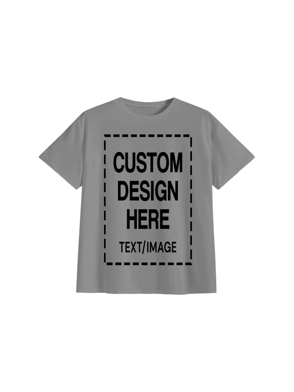 Custom Personalized Cotton T Shirts for Men Customized DTF Print Custom Shirt T-shirt Upload Your Design, Gray L