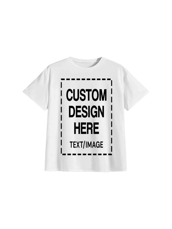 Custom Personalized Cotton T Shirts for Men Customized DTF Print Custom Shirt T-shirt Upload Your Design, White XL