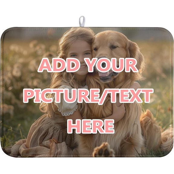 Custom Personalized Dish Drying Mat for Kitchen Counter 18x24 Inch Customized Drying Mats with Picture Text Microfiber Absorbent Dish Drying Pad Custom Image Kitchen Accessories