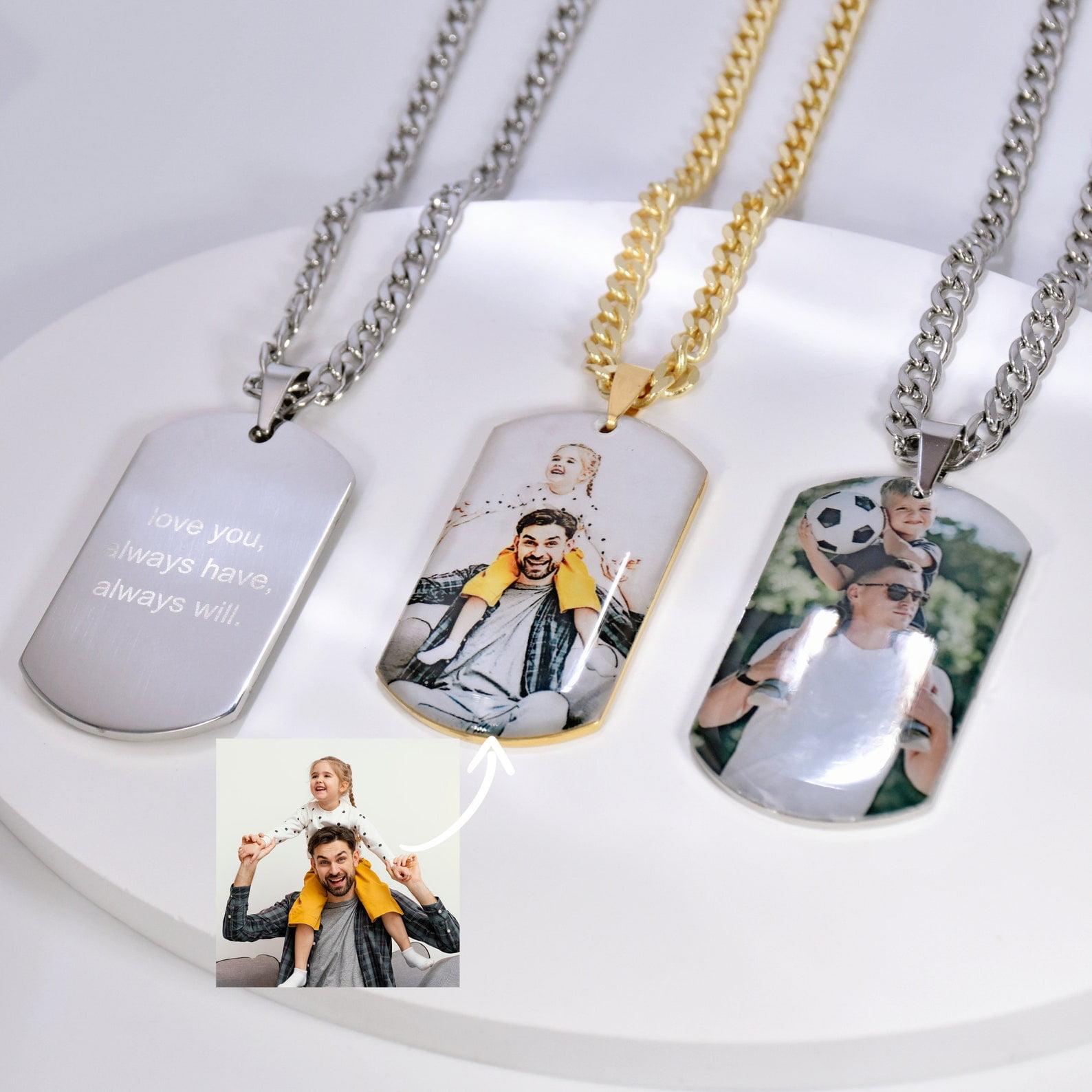Custom Personalized Dog Tags with Your Picture Photo Dog Tag Necklace 304Stainless Steel Dog Tag Pendant Boyfriend Father Gift SH Walmart