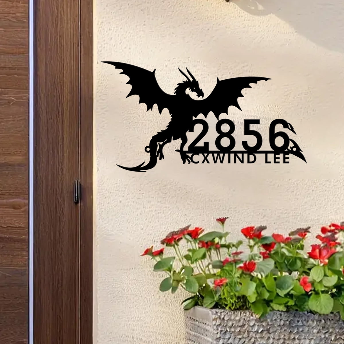 VVEDESIGN Custom Dragon Metal Wall Sign - Personalized Name Sign, Indoor/Outdoor Wall Art Decor