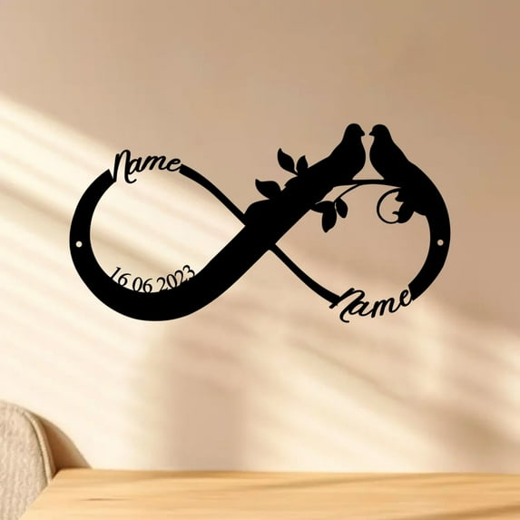 Custom Personalized Engagement Gift, Wedding Anniversary Metal Wall Art Sign, Custom Infinity Sign, Wedding Gift
