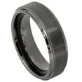 thumbnail image 1 of Custom Personalized Engraving Wedding Band Ring Set for Him & Her - 6mm Gun Metal IP Plated Brushed Center High Polish Stepped/Beveled Edge, 1 of 6