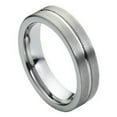 thumbnail image 1 of Custom Personalized Engraving Wedding Band Ring Set for Him & Her - 6mm High Polished Grooved Center Brushed Side, 1 of 6
