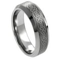 thumbnail image 1 of Custom Personalized Engraving Wedding Band Ring Set for Him & Her - 6mm Laser Engraved Celtic Pattern, 1 of 6